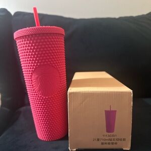 Starbucks Vibrant Pink Tumbler with Textured Design
